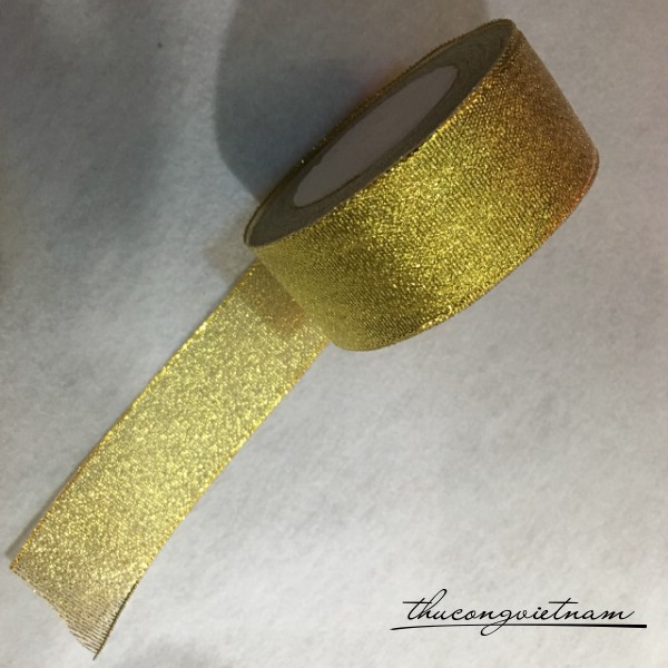 Ruy băng kim tuyến màu vàng bản 4cm